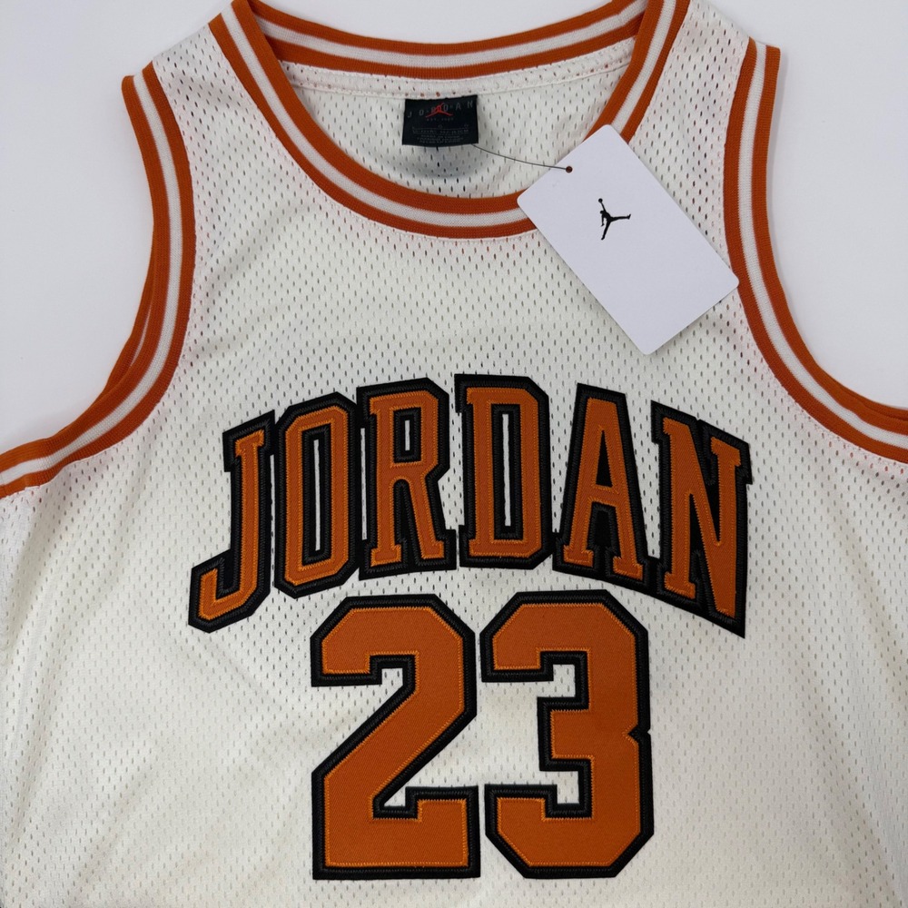 Jordan Boys 23 Basketball Jersey White Orange Youth Size Large 12 13 Years NEW